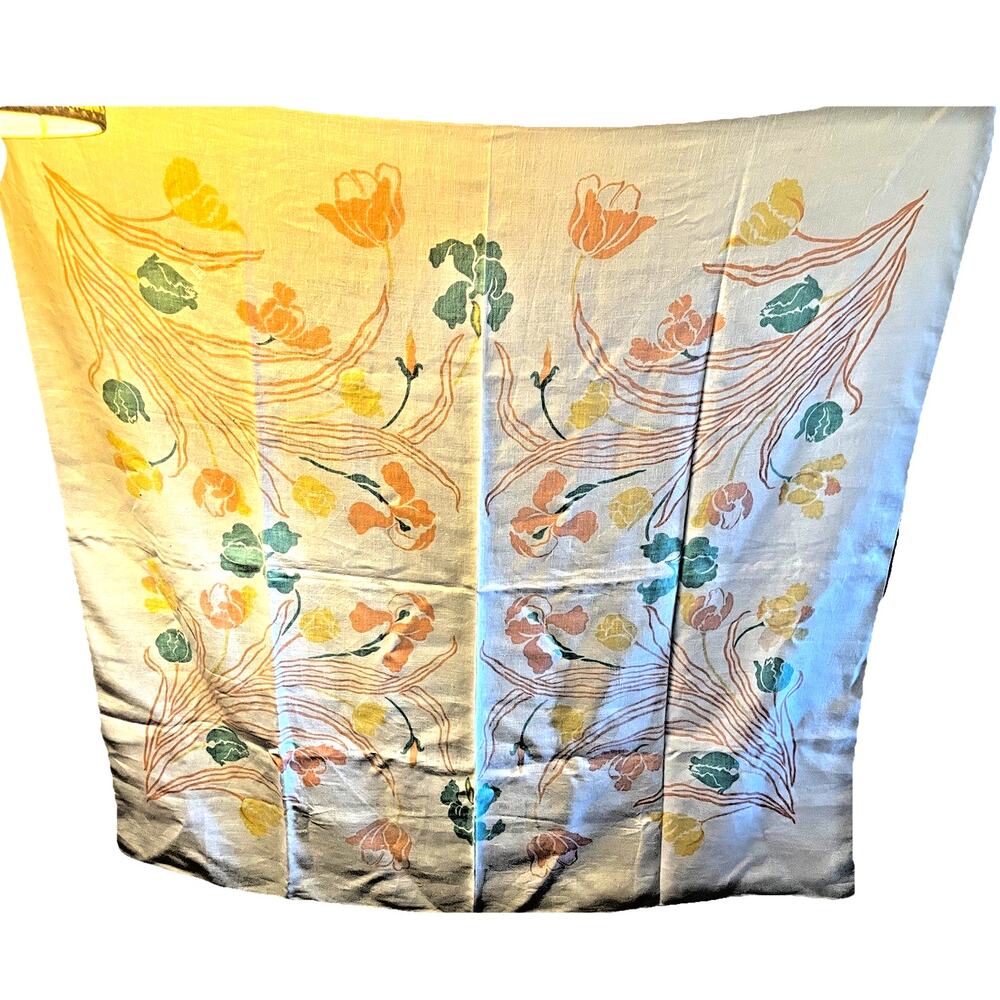 51x50" Printed Mid Century Table Cloth Iris Pastels MCM